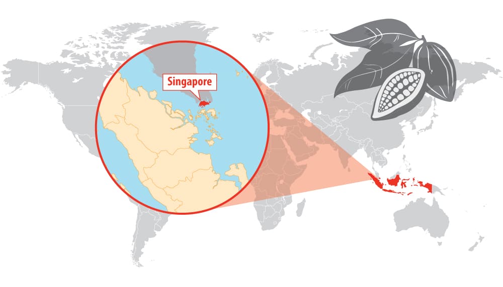 Map of Indonesia, proximity to Singapore