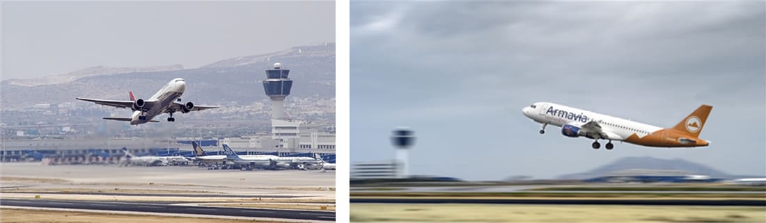 Takeoffs at Athens International Airport Takeoffs at Athens International Airport