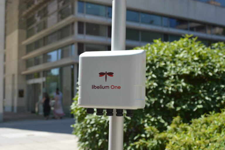 Libelium One IoT sensor monitoring smart irrigation in urban green areas